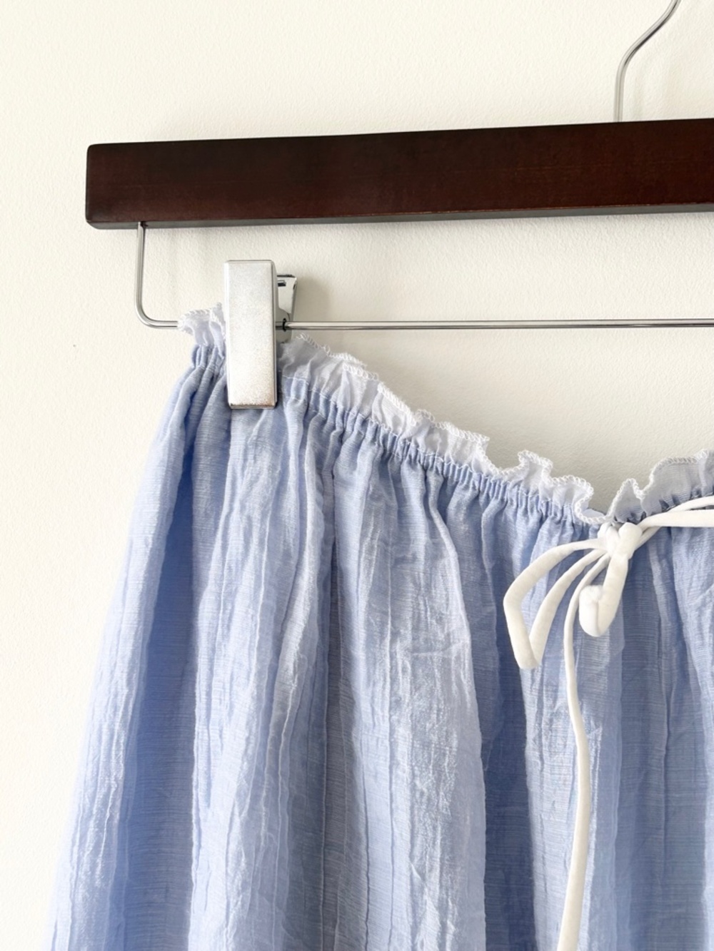 Light Blue Gauzy Ruffle Hem Maxi Skirt - Picture 5 of 16